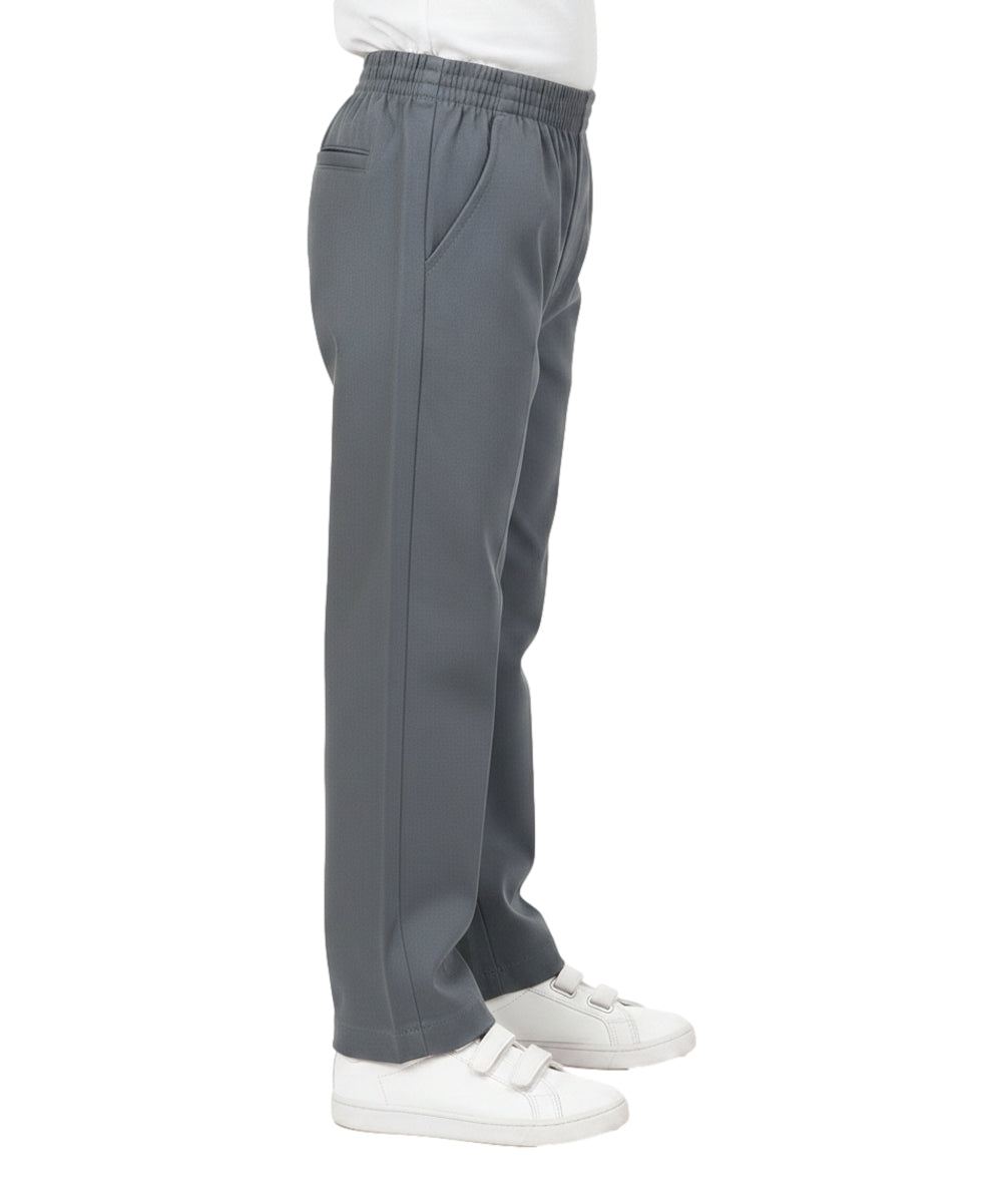 unik Boy's Grey Uniform All Elastic Waist Pull-on Pants 4-16 BU03