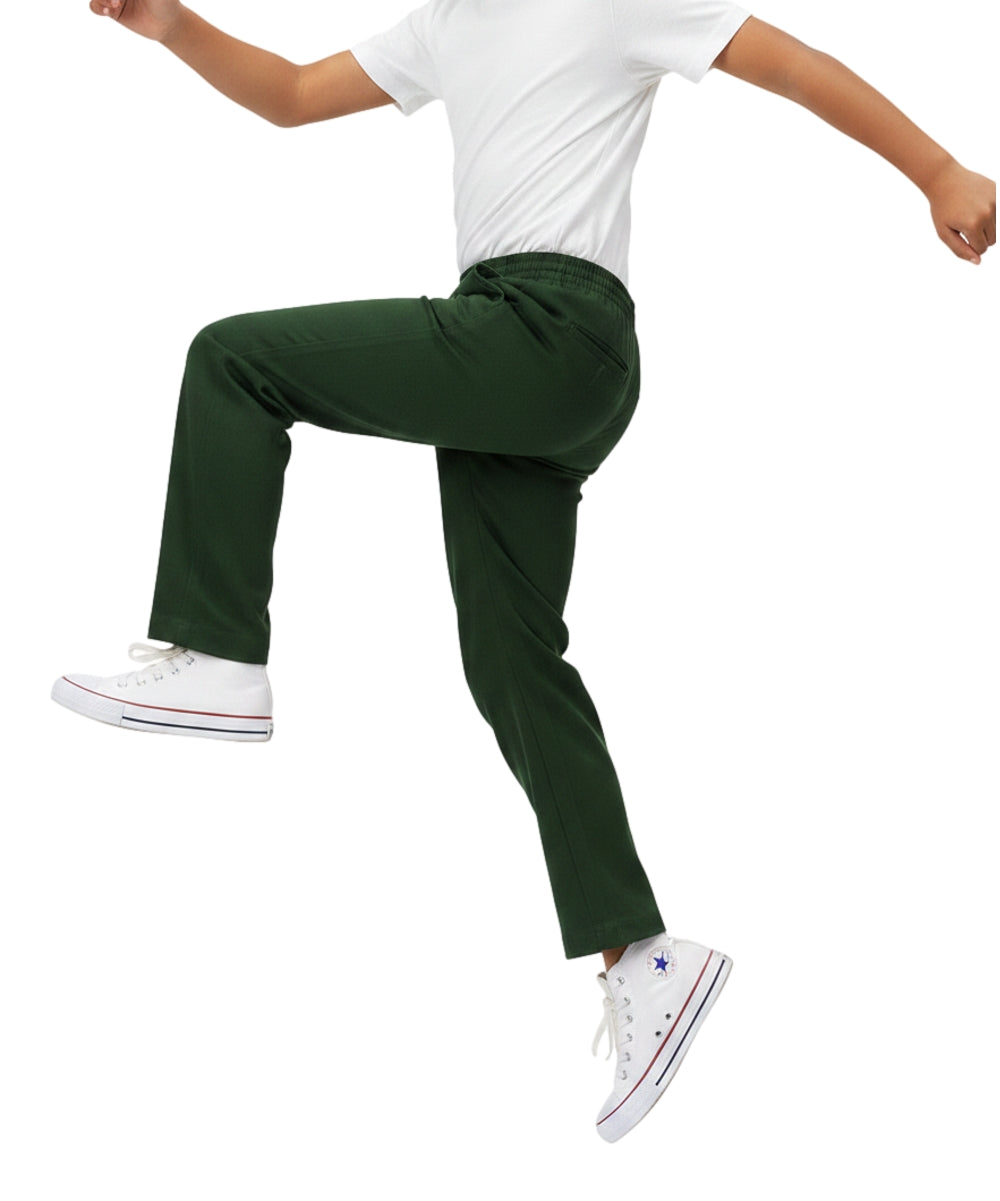 unik Boy's Hunter Green Uniform All Elastic Waist Pull-on Pants 4-16 BU03
