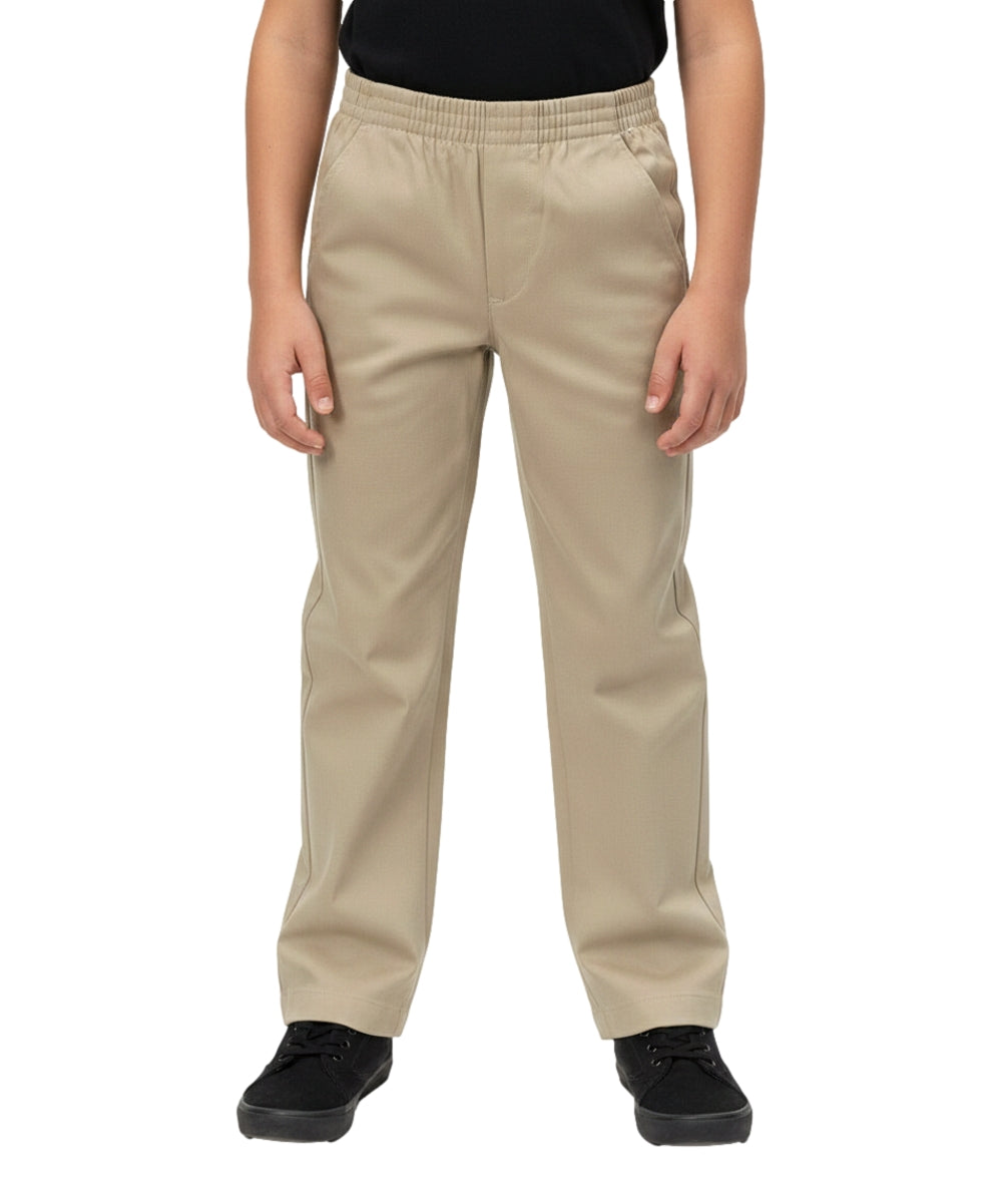 unik Boy's Khaki Uniform All Elastic Waist Pull-on Pants 4-16 BU03 2 Pack