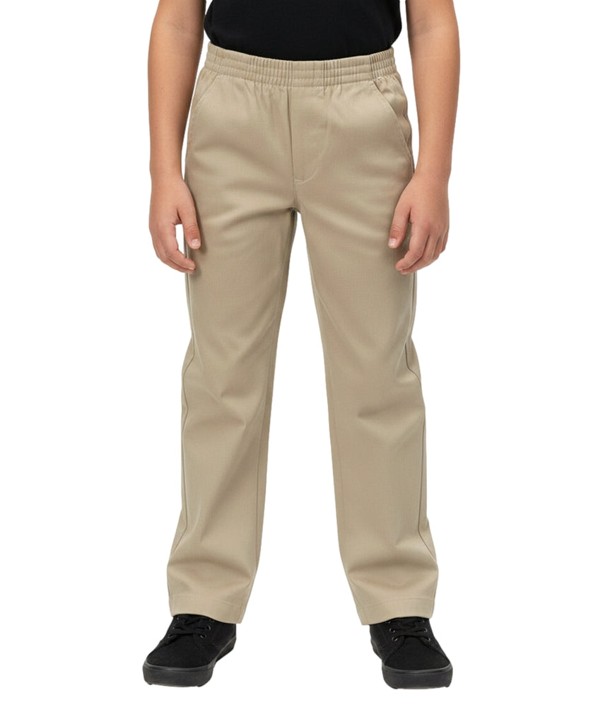 unik Boy's Khaki Uniform All Elastic Waist Pull-on Pants 4-16 BU03