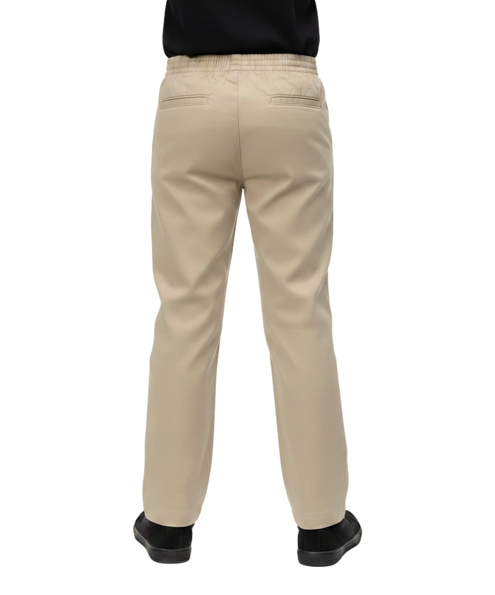 unik Boy's Khaki Uniform All Elastic Waist Pull-on Pants 4-16 BU03