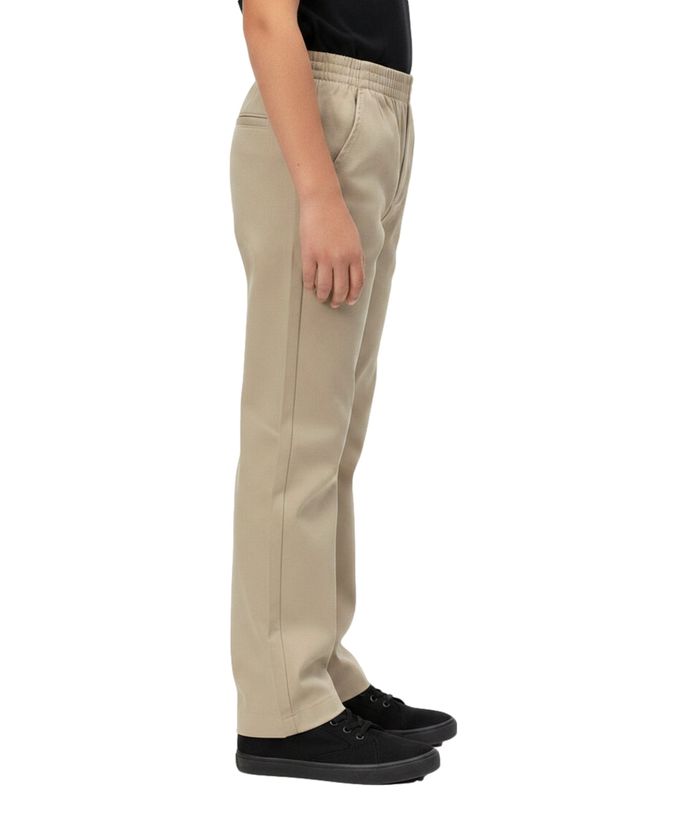 unik Boy's Khaki Uniform All Elastic Waist Pull-on Pants 4-16 BU03