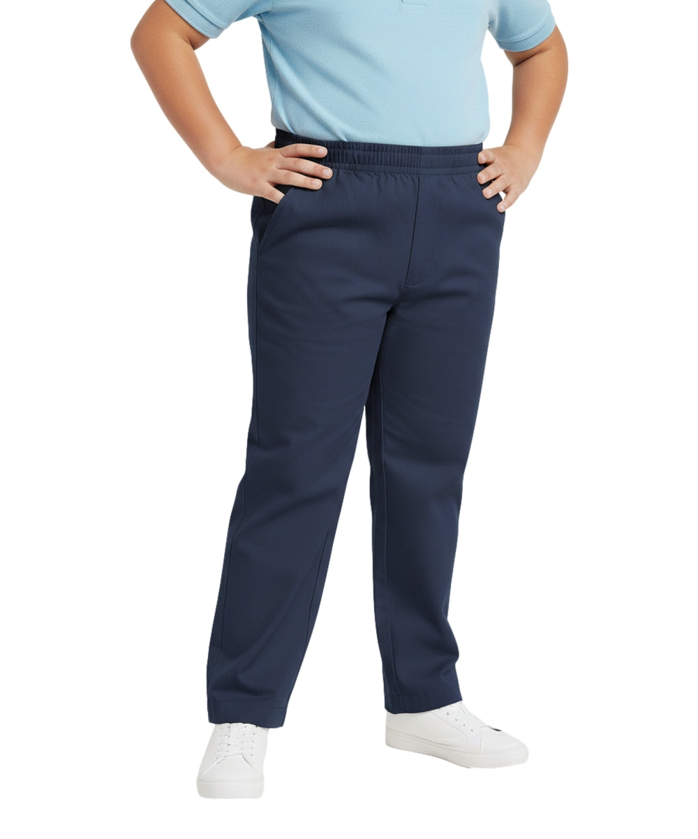 unik Boy's Khaki Uniform All Elastic Waist Pull-on EXTRA HUSKY Pants 4-16 BU03H