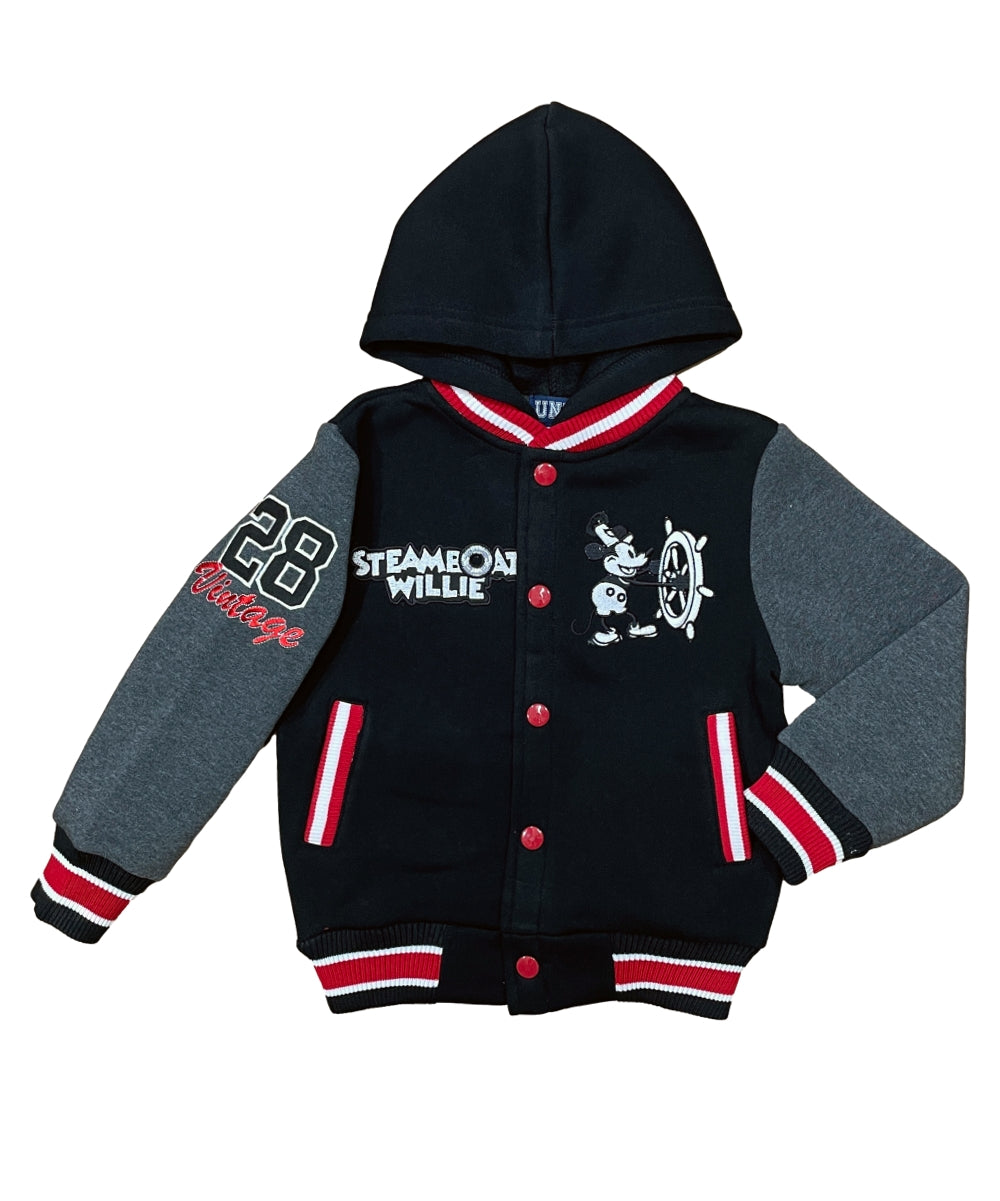 Boys Fleece Steamboat Willie Varsity Jacket Red BJ2458