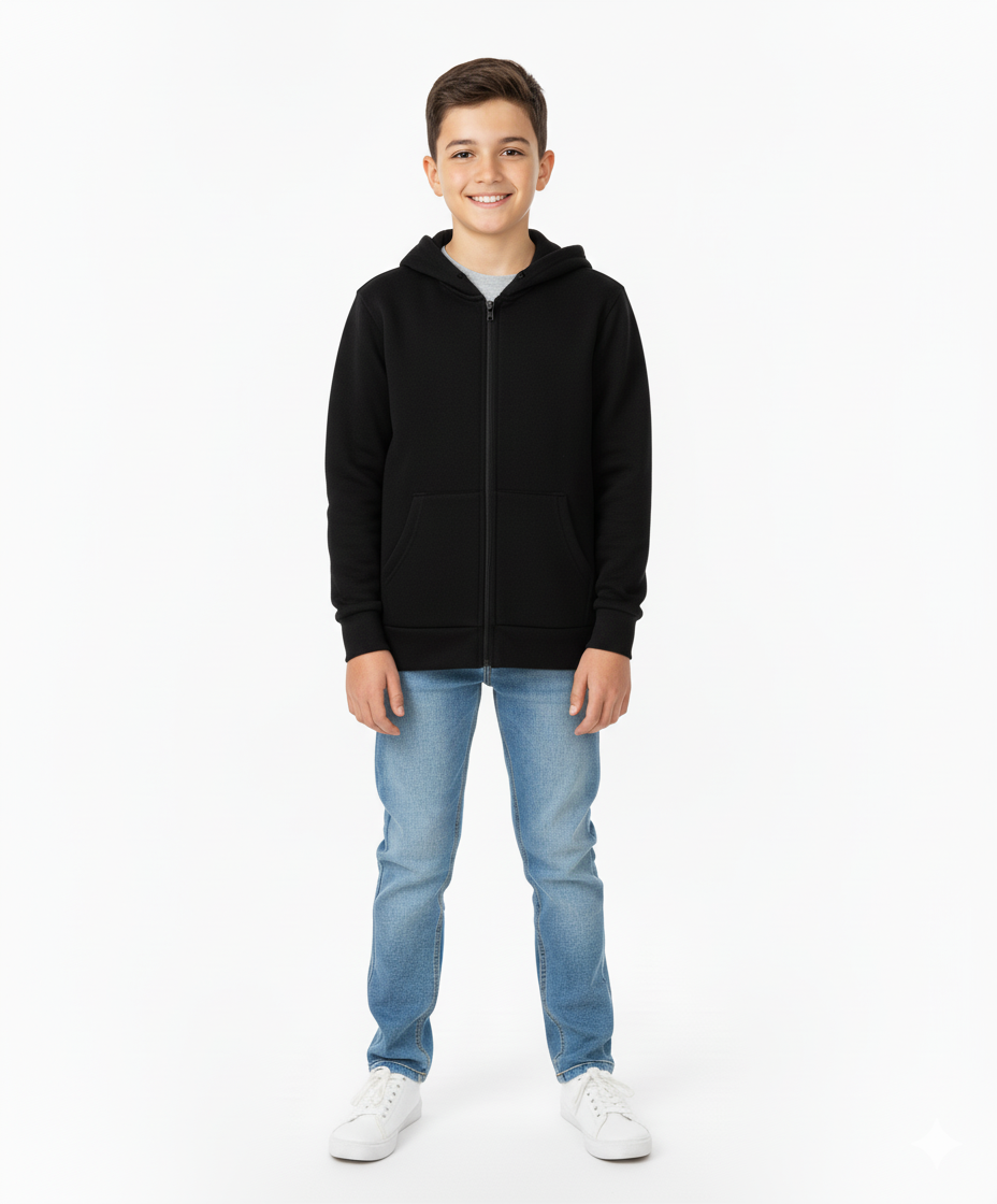 Boys Premium Fleece Zip Up Hoodie Navy BWU11