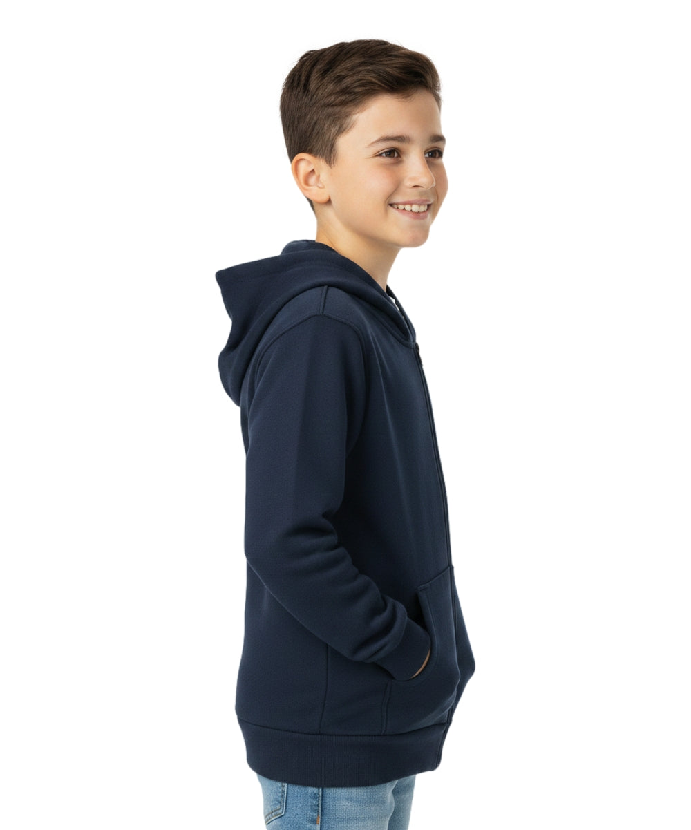 Boys Premium Fleece Zip Up Hoodie Navy BWU11