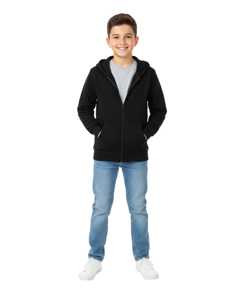Boys Premium Fleece Zip Up Hoodie Black  BWU11
