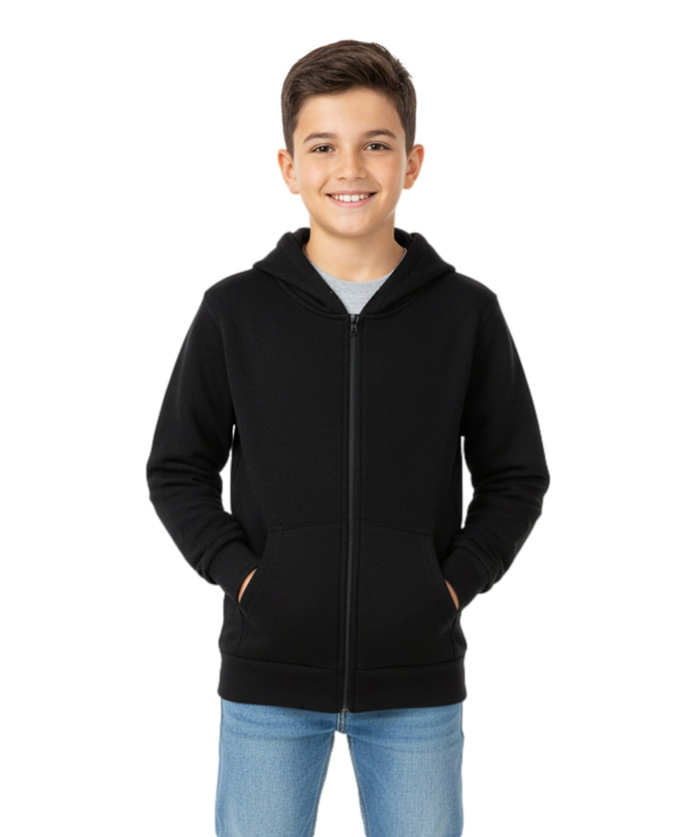 Boys Premium Fleece Zip Up Hoodie Black  BWU11