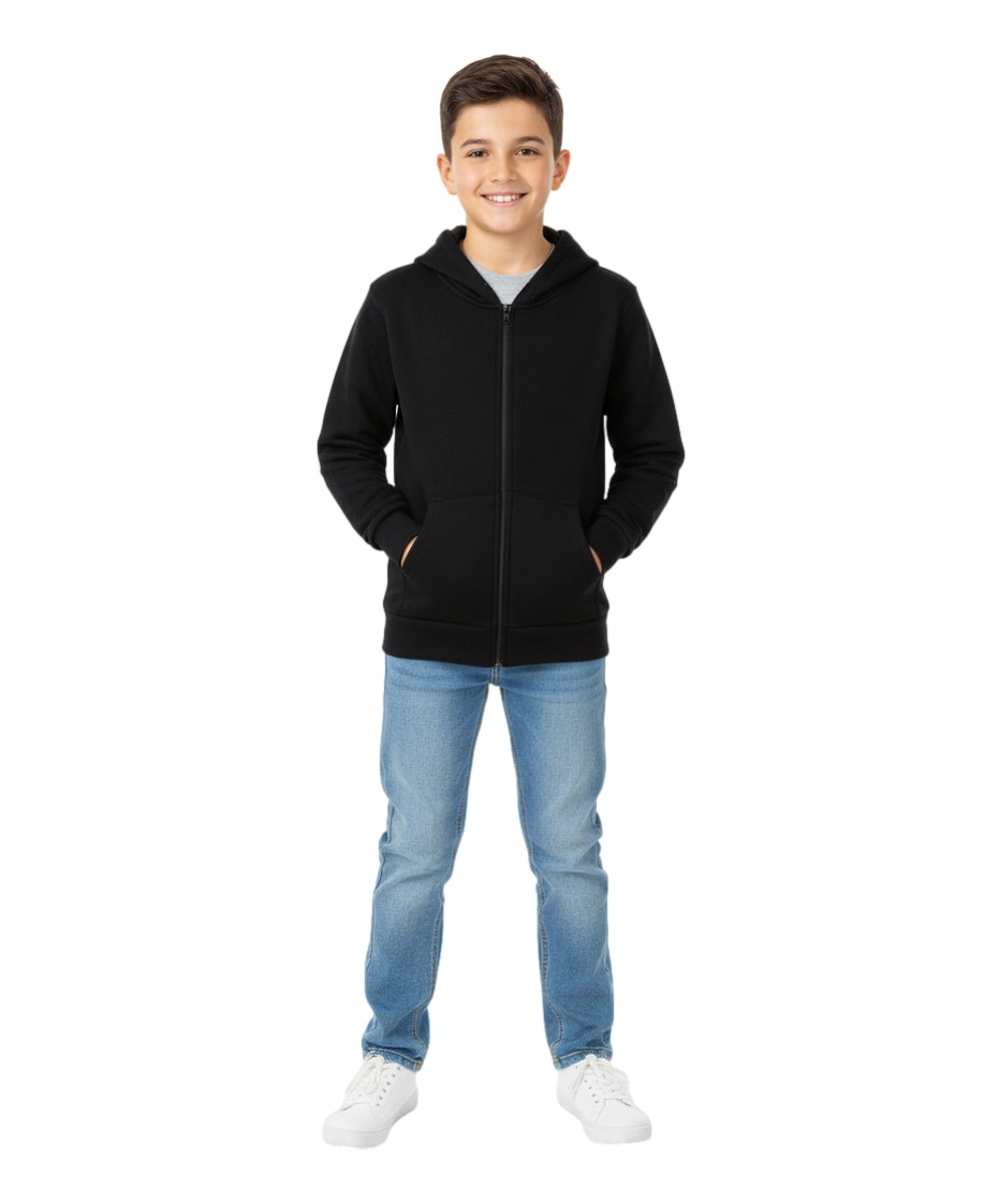 Boys Premium Fleece Zip Up Hoodie Black  BWU11