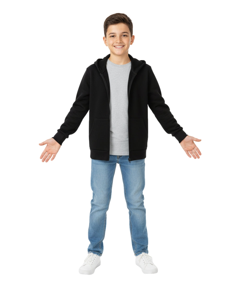 Boys Premium Fleece Zip Up Hoodie Black  BWU11