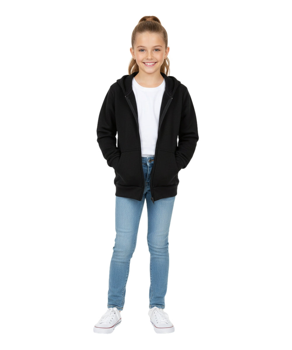 Boys Premium Fleece Zip Up Hoodie Black  BWU11