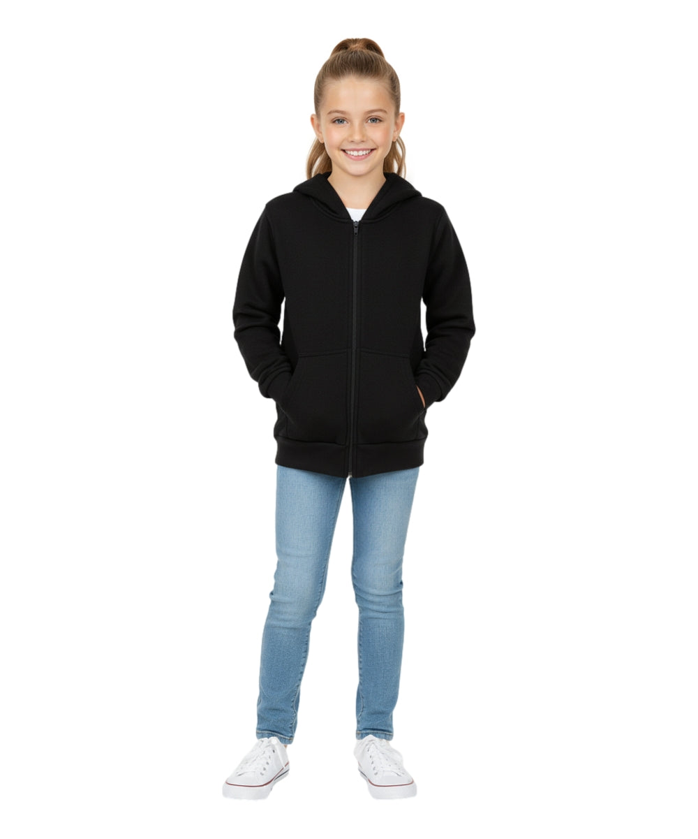 Boys Premium Fleece Zip Up Hoodie Black  BWU11