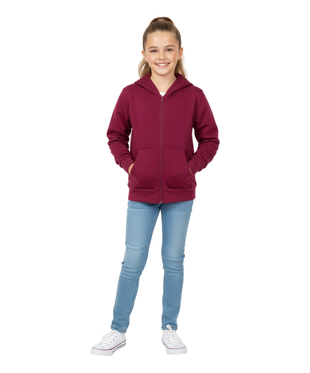 Boys Premium Fleece Zip Up Hoodie Burgundy  BWU11