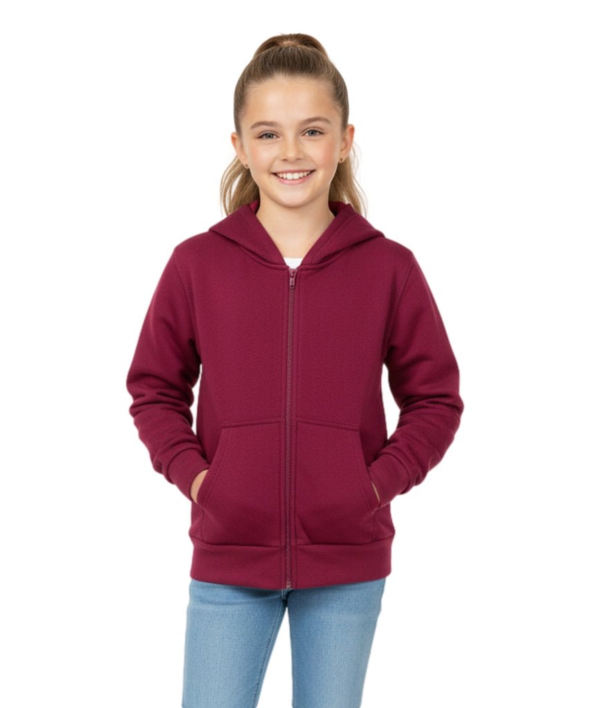 Boys Premium Fleece Zip Up Hoodie Burgundy  BWU11