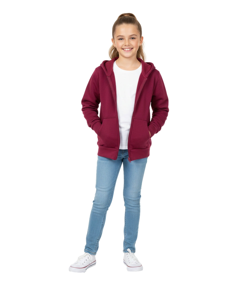 Boys Premium Fleece Zip Up Hoodie Burgundy  BWU11