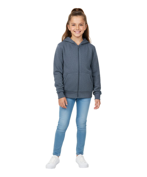 Boys Premium Fleece Zip Up Hoodie D Grey  BWU11