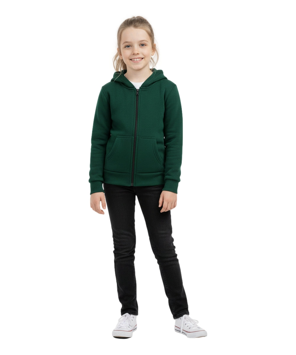 Boys Premium Fleece Zip Up Hoodie Hunter Green  BWU11