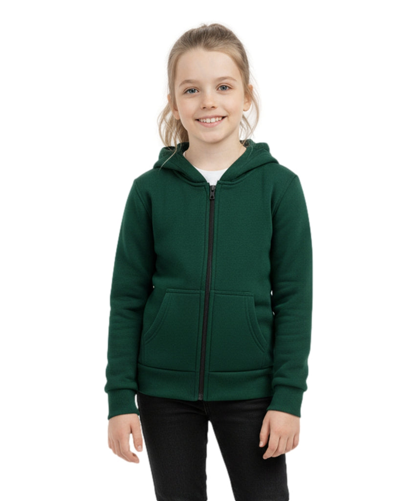 Boys Premium Fleece Zip Up Hoodie Hunter Green  BWU11