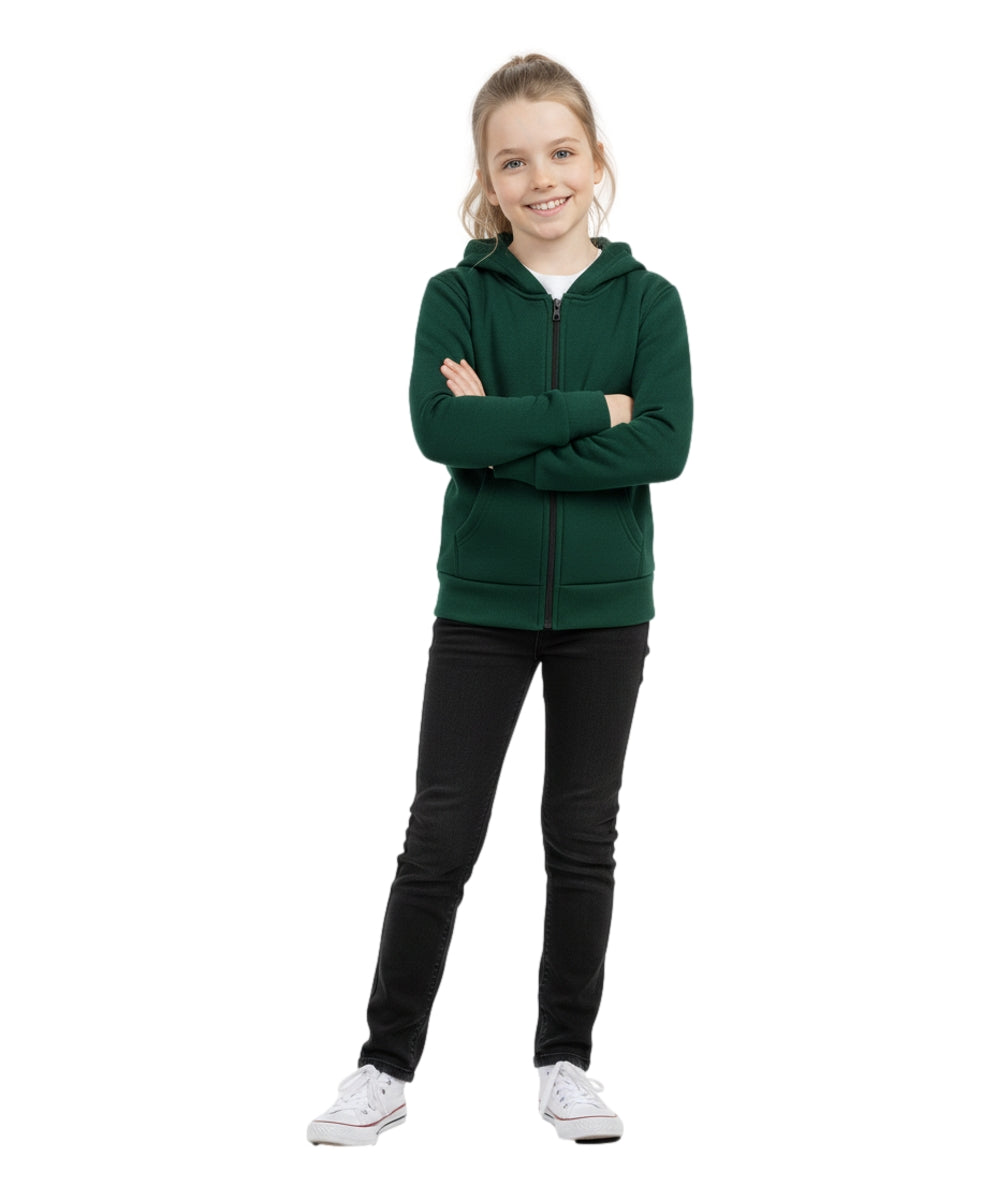 Boys Premium Fleece Zip Up Hoodie Hunter Green  BWU11