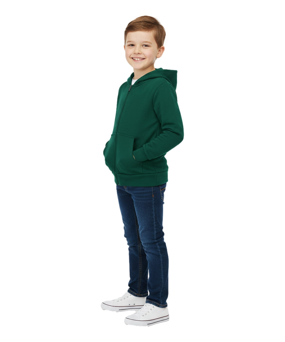 Boys Premium Fleece Zip Up Hoodie Hunter Green  BWU11