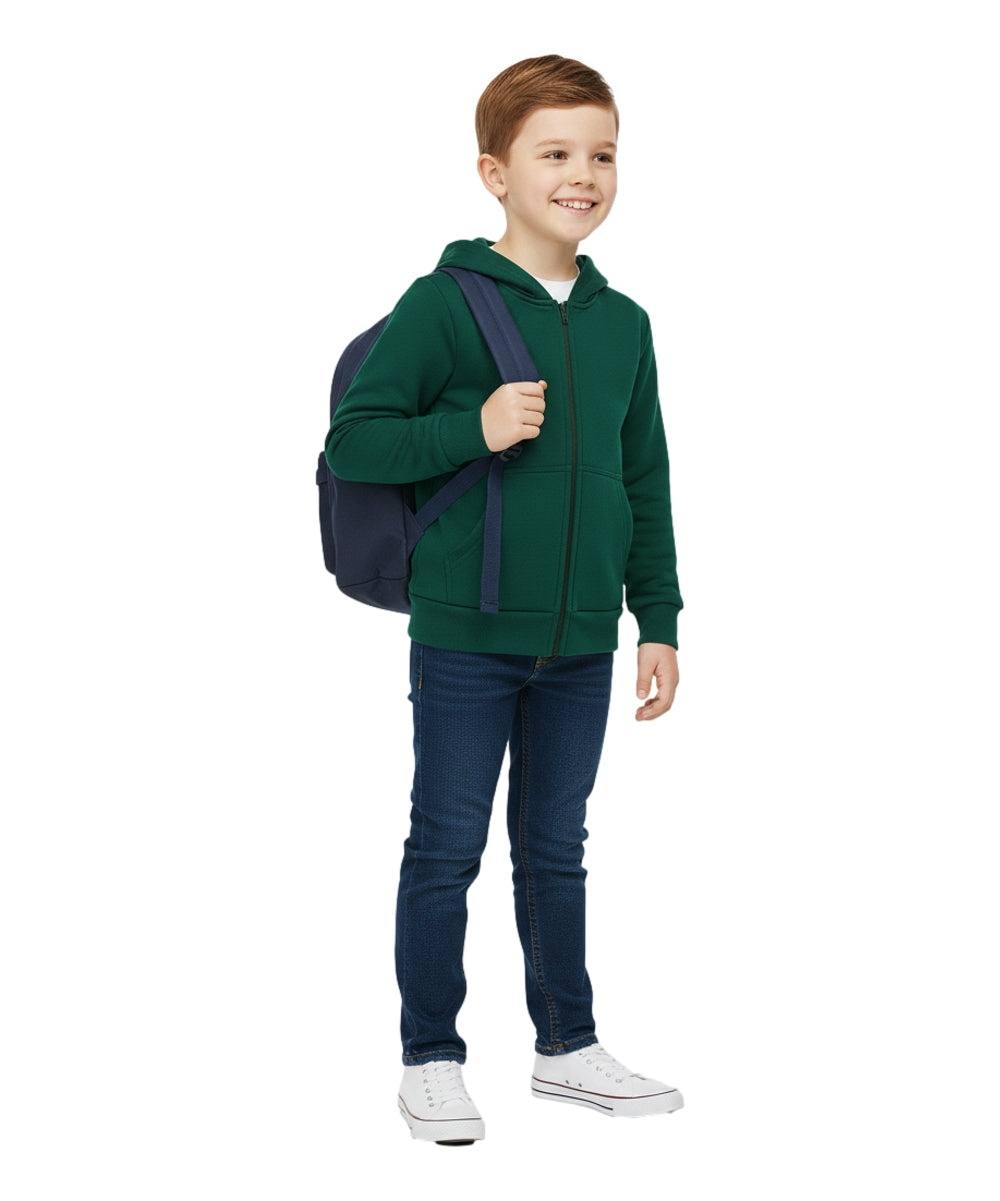 Boys Premium Fleece Zip Up Hoodie Hunter Green  BWU11