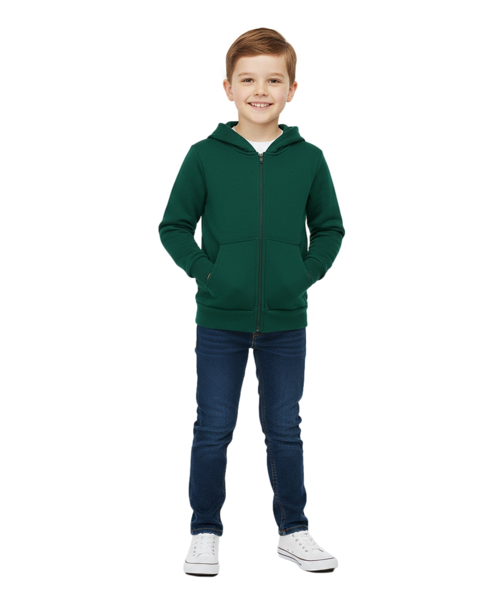 Boys Premium Fleece Zip Up Hoodie Hunter Green  BWU11