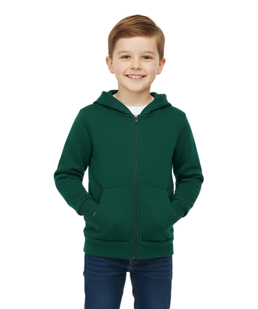 Boys Premium Fleece Zip Up Hoodie Hunter Green  BWU11