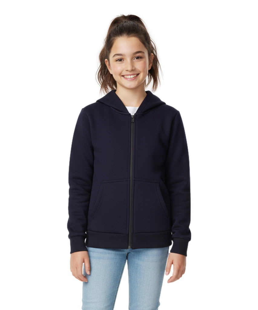 Boys Premium Fleece Zip Up Hoodie Navy  BWU11