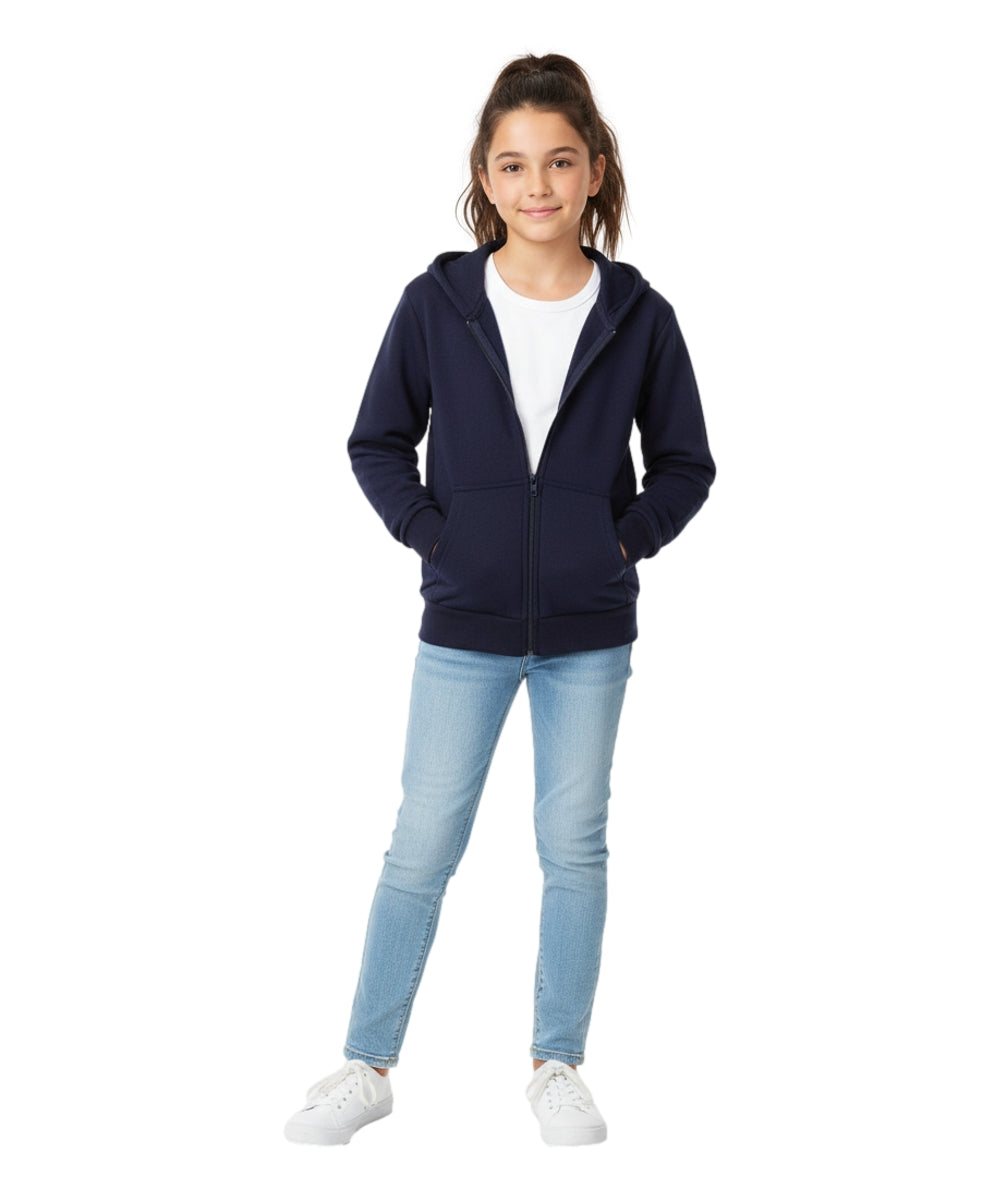 Boys Premium Fleece Zip Up Hoodie Navy  BWU11