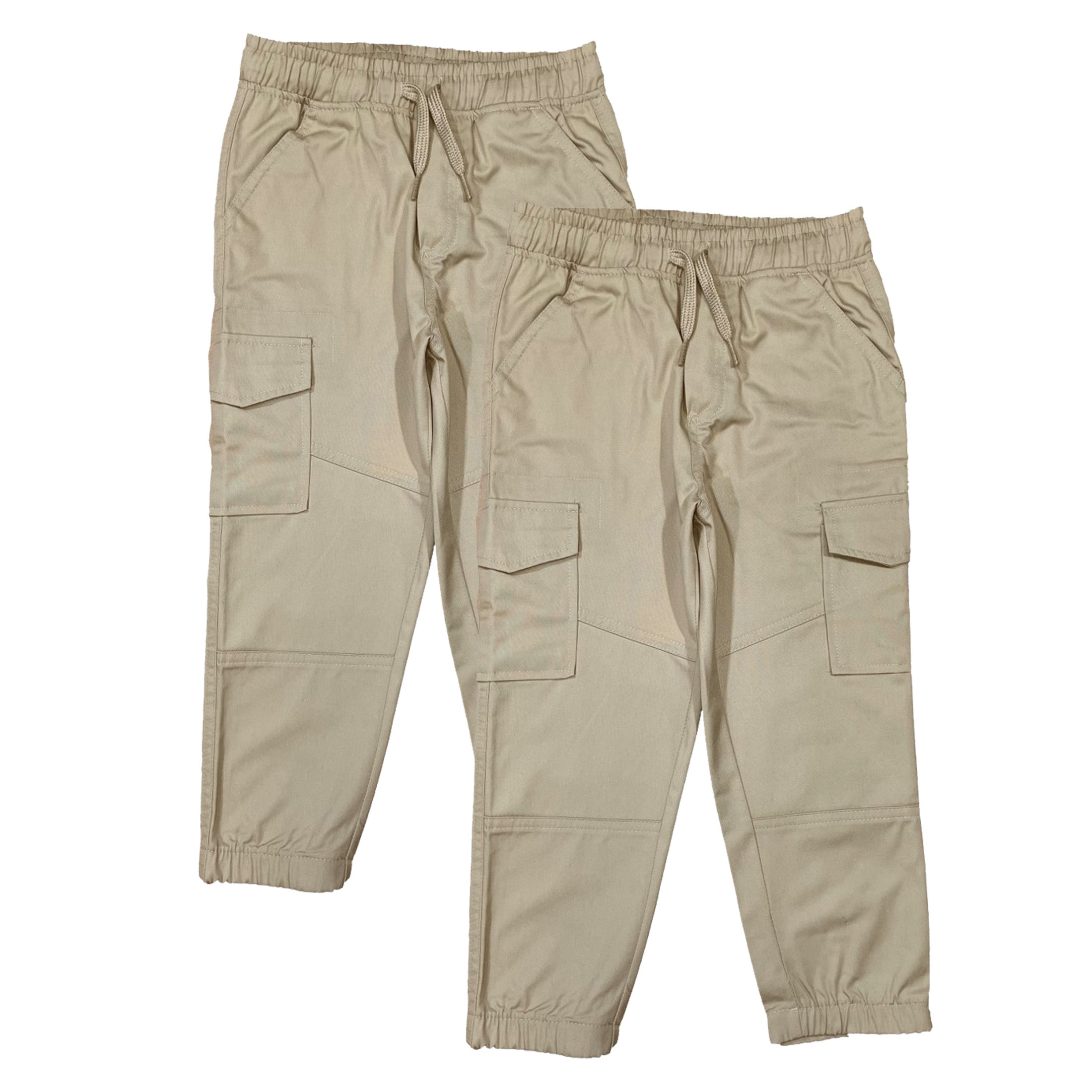 Boy Cargo Jogger Pants for Everyday Wear and School Uniforms 4-16 CG04 Black 2Pack