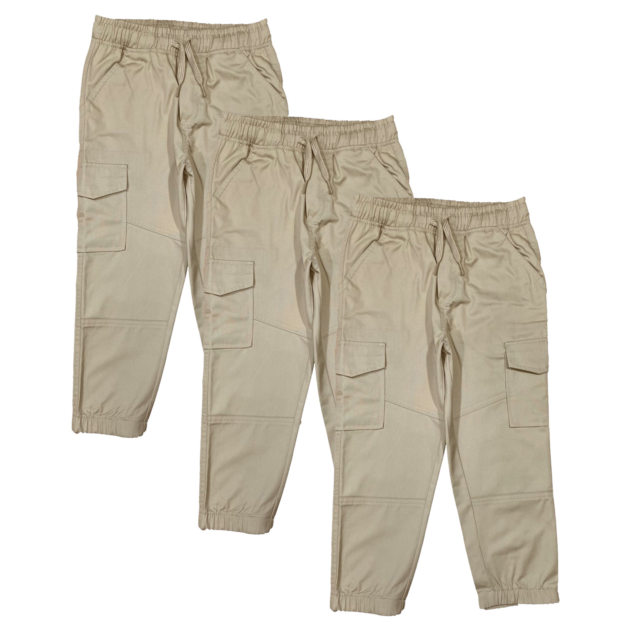 Boy Cargo Jogger Pants for Everyday Wear and School Uniforms 4-16 CG04 Navy 3Pack