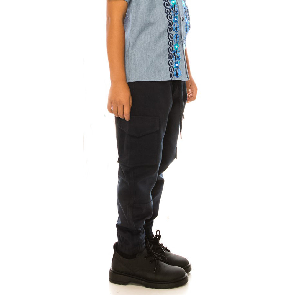 Boy Cargo Jogger Pants for Everyday Wear and School Uniforms 4-16 CG04 Navy 2Pack