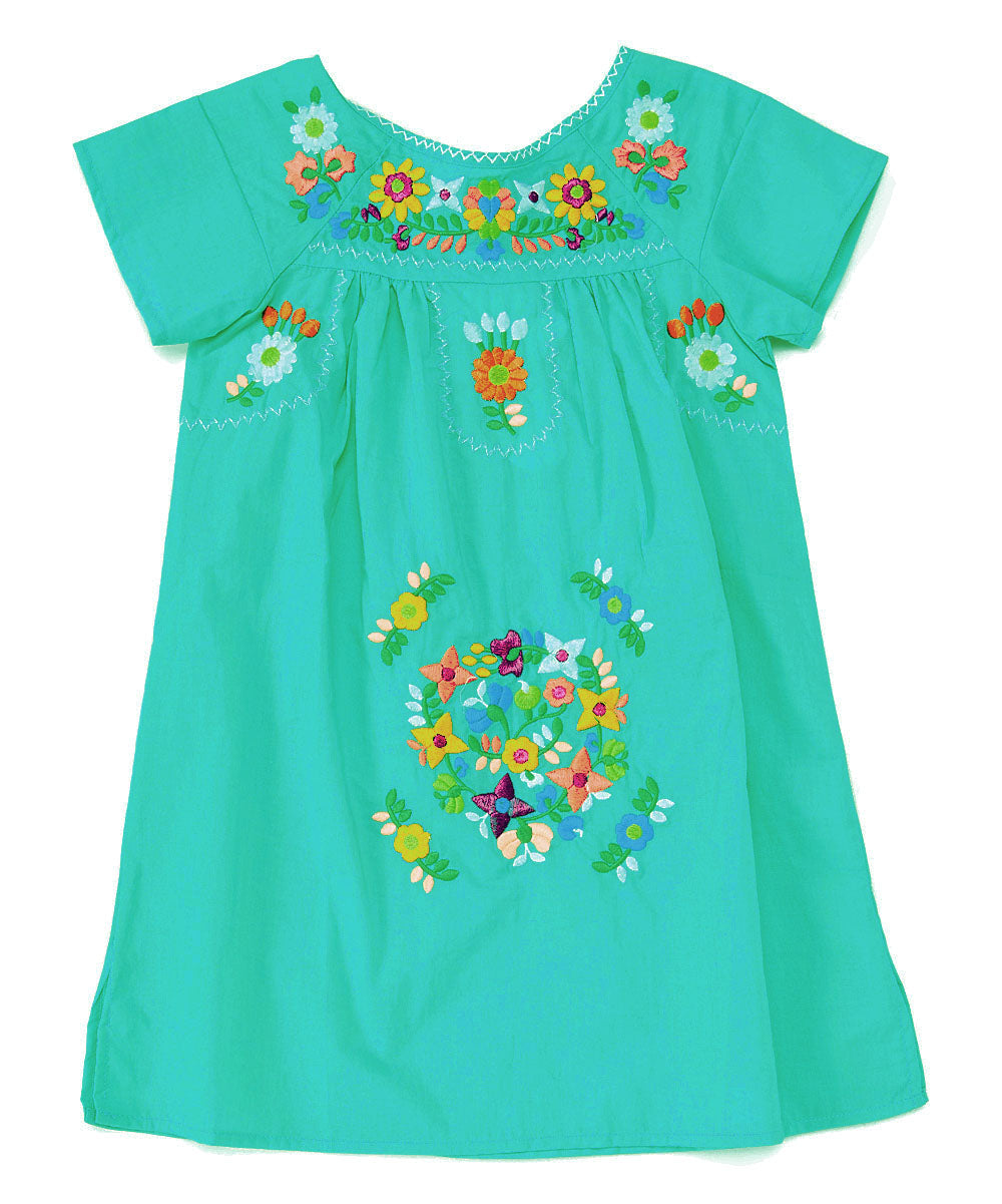 Unik Traditional Mexican Girl Embroidered Dress White DR1948