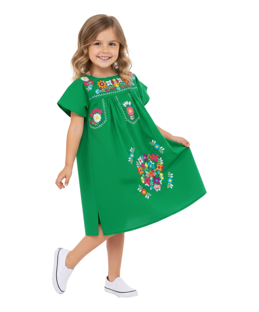 Unik Traditional Mexican Girl Embroidered Dress Lilac DR1948