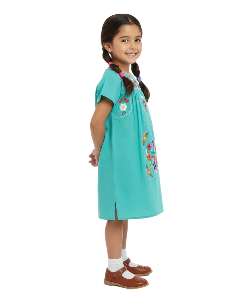 Unik Traditional Mexican Girl Embroidered Dress Mint DR1948