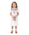 Unik Traditional Mexican Girl Embroidered Dress White DR1948
