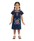 Unik Traditional Mexican Girl Embroidered Dress White DR1948