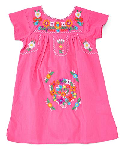 Unik Traditional Mexican Girl Embroidered Dress White DR1948