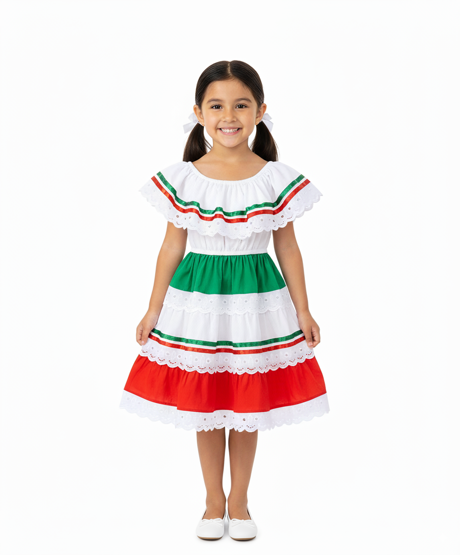 Girl's Traditional Mexican Cinco De Mayo Fiesta Dress Yellow/Red DR1949