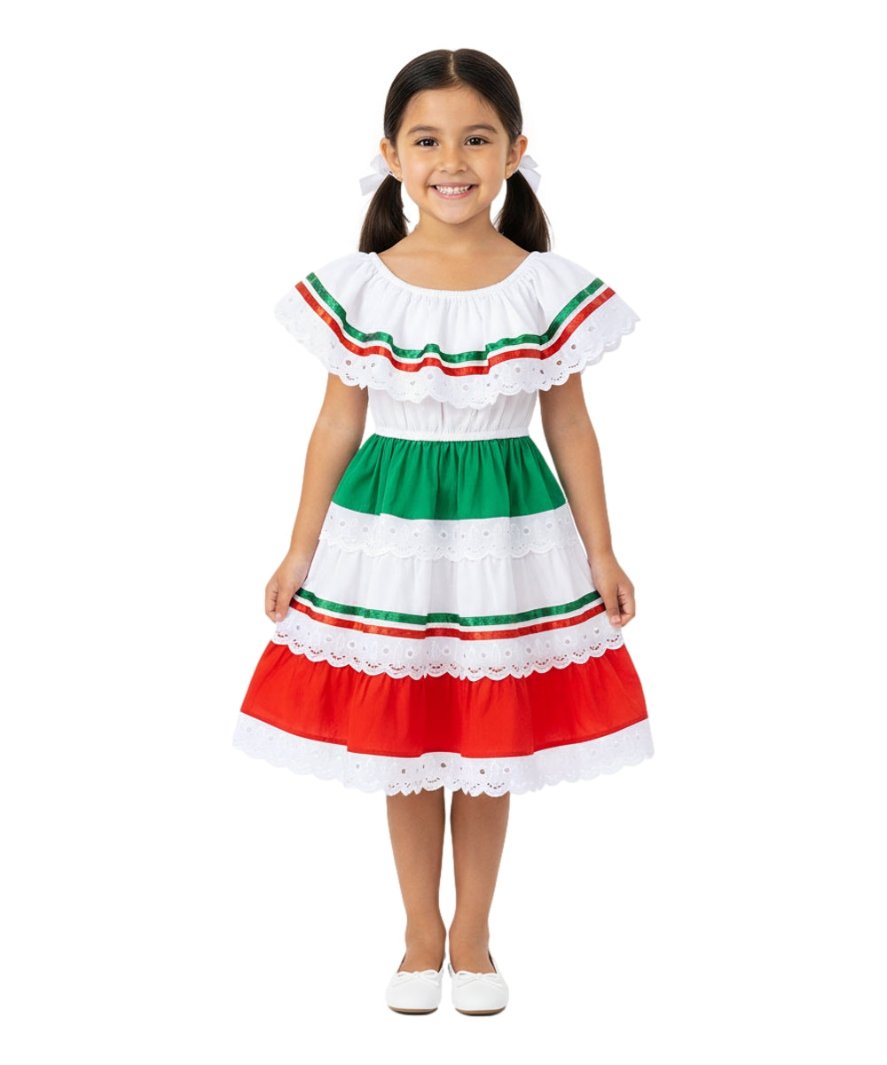 Girl's Traditional Mexican Cinco De Mayo Fiesta Dress Royal X DR1949