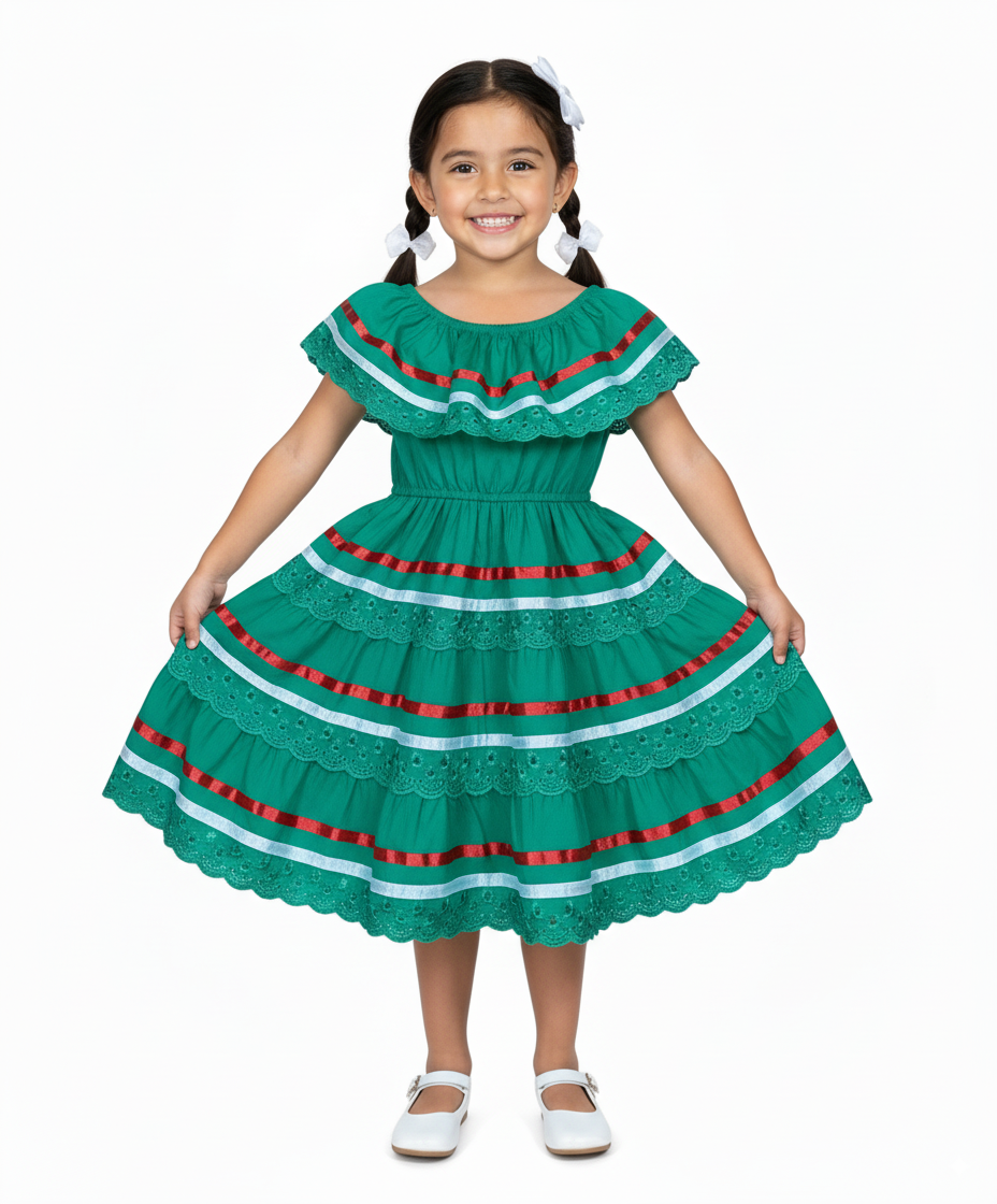 Girl's Traditional Mexican Cinco De Mayo Fiesta Dress Royal X DR1949 – unik Retail