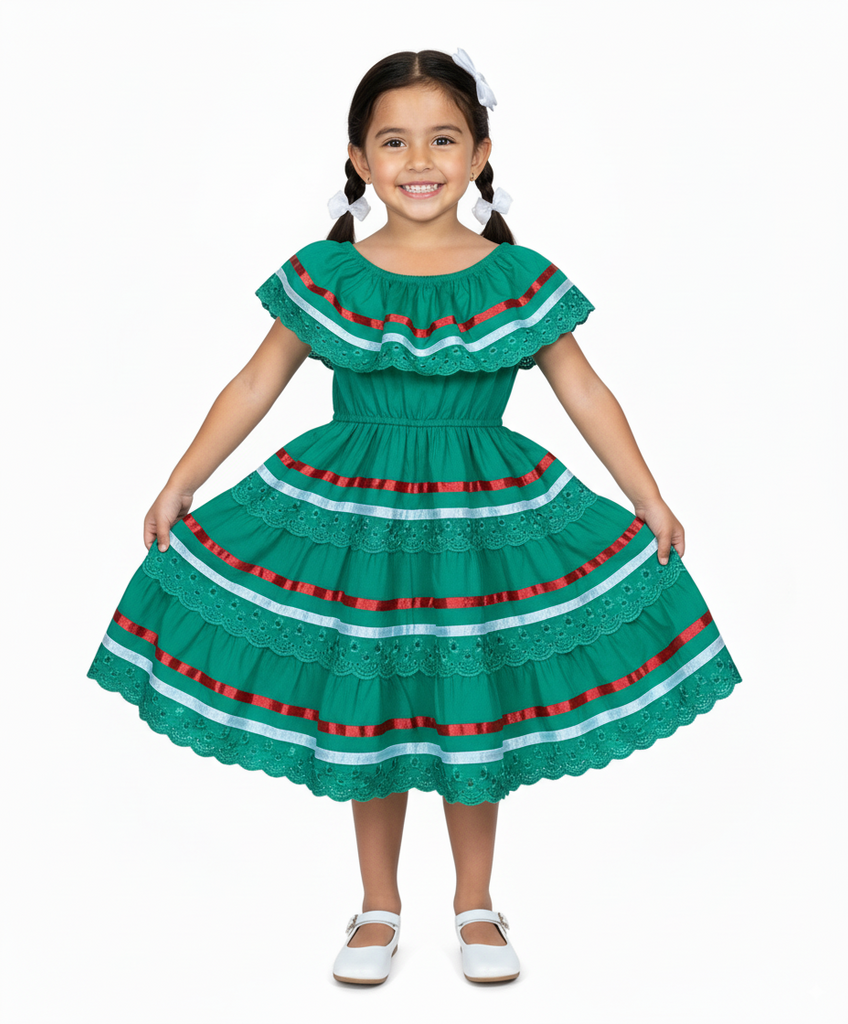 fiesta dresses Girl's Traditional Mexican Cinco De Mayo Fiesta Dress Royal X DR1949 – unik Retail