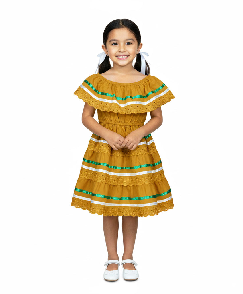 Girl's Honey Traditional Mexican Cinco De Mayo Fiesta Dress 2-14