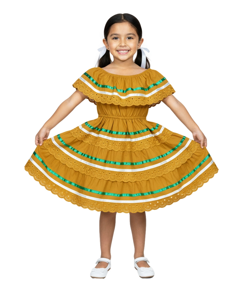 Girl's Traditional Mexican Cinco De Mayo Fiesta Dress Royal X DR1949