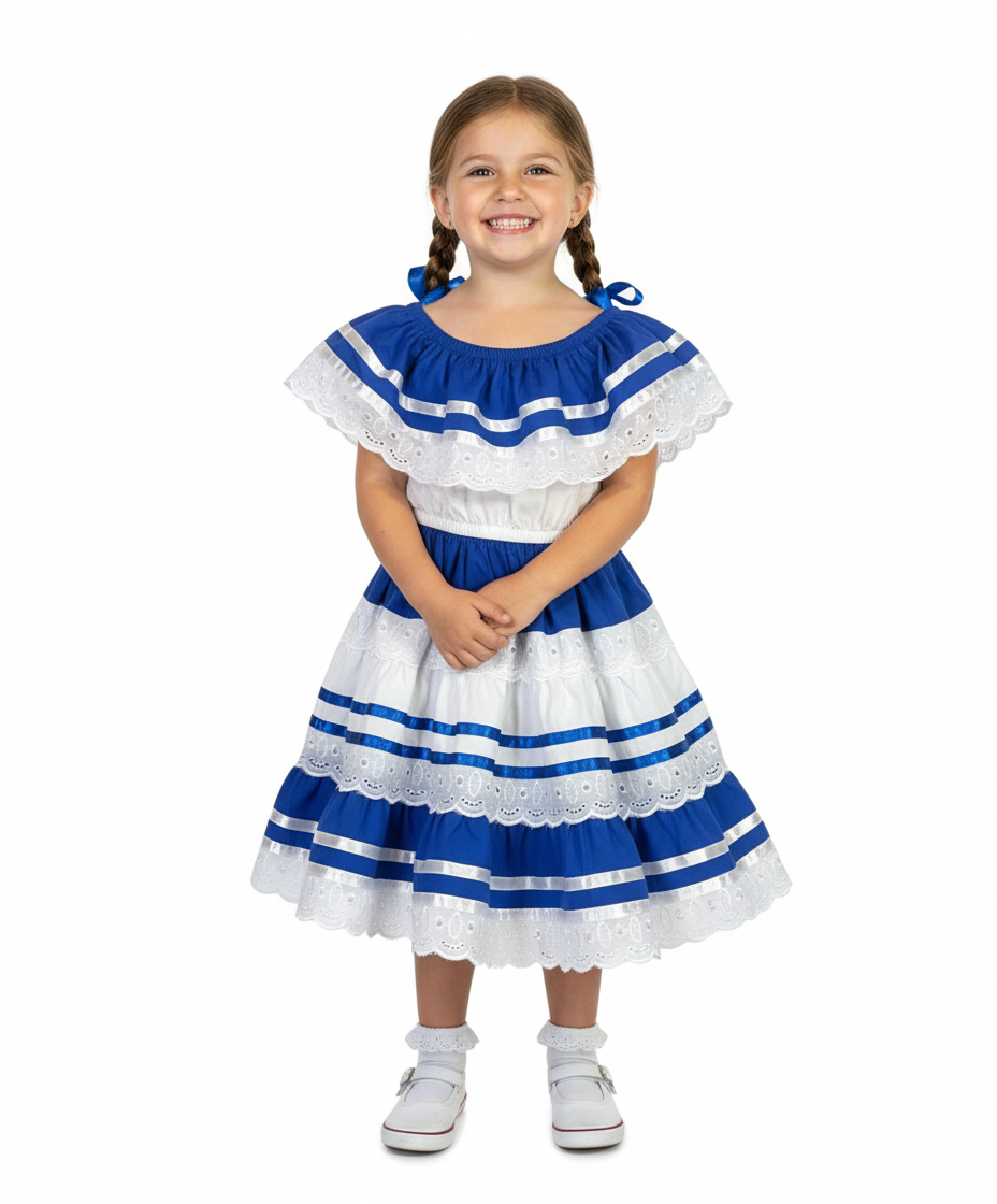 Girl's Traditional Mexican Cinco De Mayo Fiesta Dress Yellow/Red DR1949