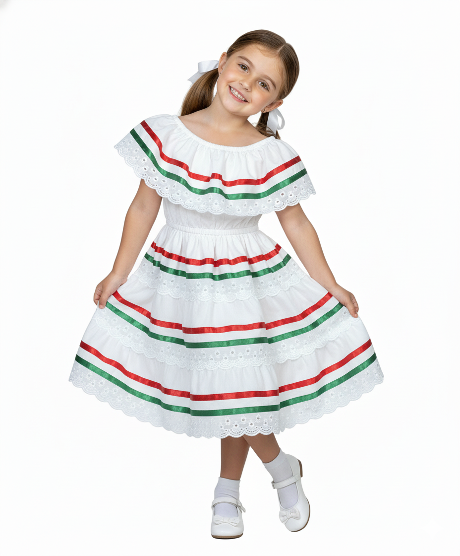 Girl's Traditional Mexican Cinco De Mayo Fiesta Dress Royal X DR1949