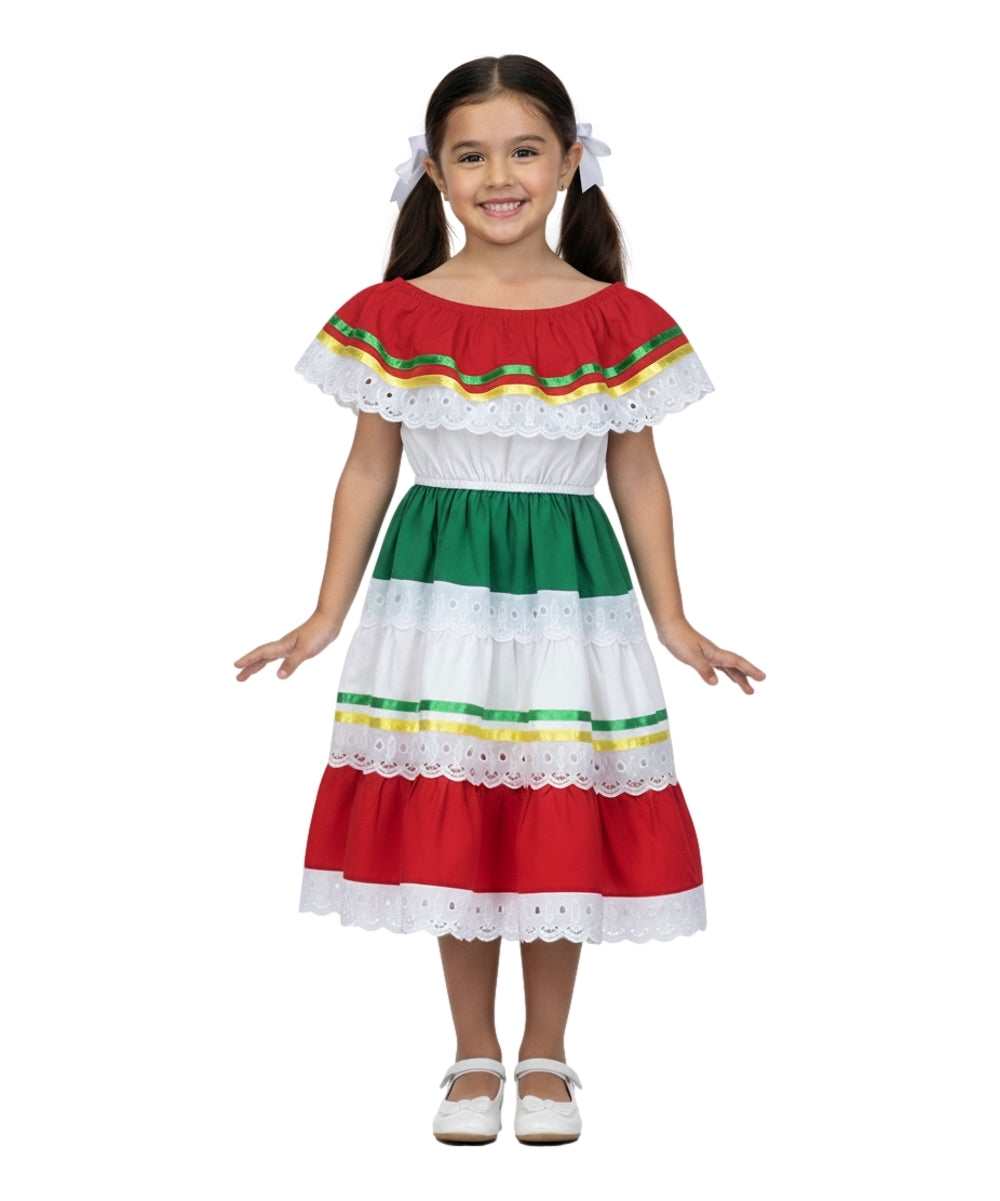 Girl's Traditional Mexican Cinco De Mayo Fiesta Dress Royal X DR1949