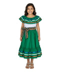 Girls Traditional Mexican Folkloric Dress with Colorful Ribbon Trim Black Pink DR2031