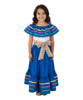 Girls Traditional Mexican Folkloric Dress with Colorful Ribbon Trim Black Pink DR2031