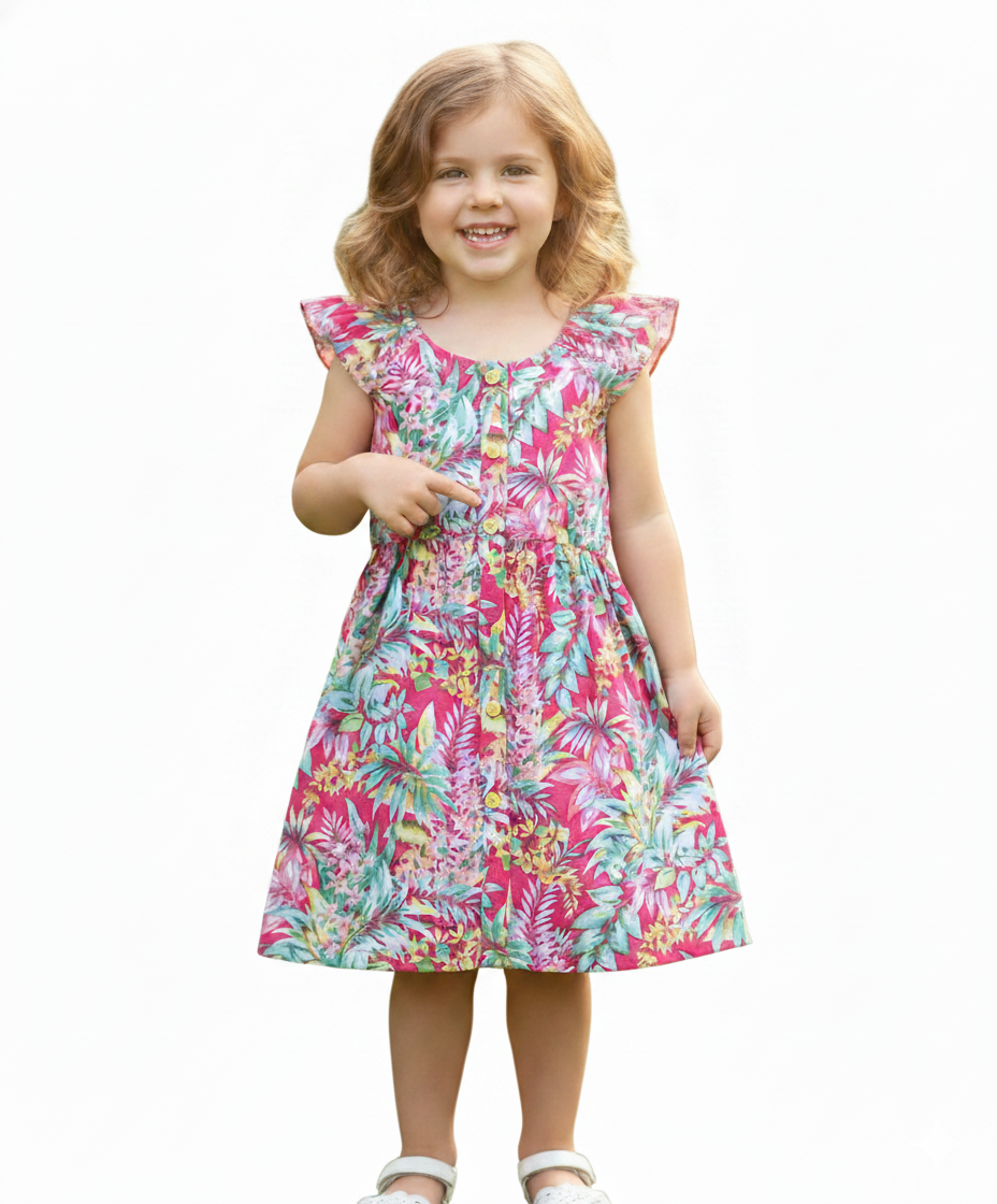 Tropical Rayon Floral Dress Pink Hawaii DR2120